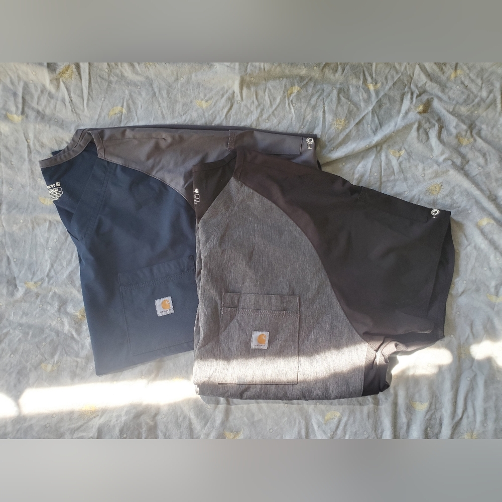 Lot of 2 Carhartt Raglan Scrub Shirts